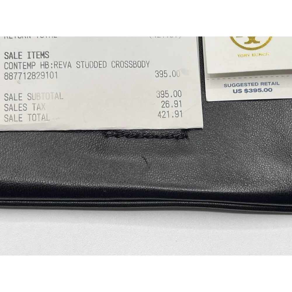 Tory Burch Crossbody Womens Bag‎ Purse Black Hold Chain Studded With Dust Bag